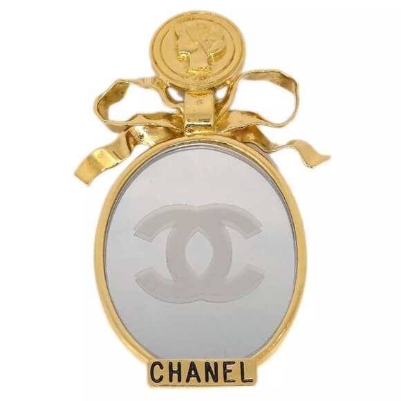 Chanel Bow Mirror Brooch Pin Gold 143905 - Picture 1 of 4